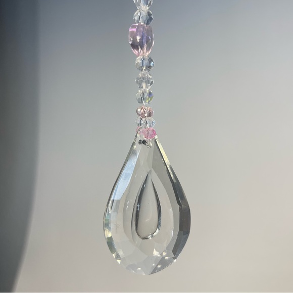 Pink crystal handmade beaded sun catcher - Picture 6 of 7